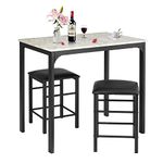 COSTWAY Small Kitchen Table for 2, 2 Person Dining Table Set, Space-Saving Design, Dinette Set, Counter Height Dining Table Set, Bar Table and Chairs Set for Small Place, Apartment, Black & White