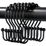 Shower Curtain Hooks, OEH Shower Curtain Rings, Black Shower Curtain Hooks Rust Proof, Smooth Gliding Metal Shower Curtain Rings Rust Proof, Double Shower Hooks for Shower Curtain, 12 Pcs, Black