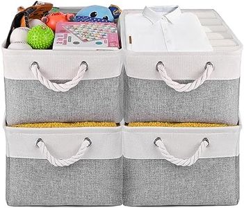 MHIFYOY Folding Storage Basket 4pcs, Rectangular Basket For Organizing Shelves, Closets, Nursery, Home, Office, And Gift Baskets (Grey)