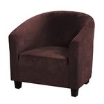 GULI Velvet Tub Chair Covers for Armchairs, Club Chair Slipcover, Wing Back Covers High Stretch Sofa Covers Spandex Seat Covers Furniture Protector Removable Washable for Living Room (Dark Brown)