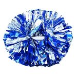 Hooshing 2 Pack Cheerleading Pom Poms Blue and Silver with Baton Plastic Handle for Team Spirit Sports Dance Cheering