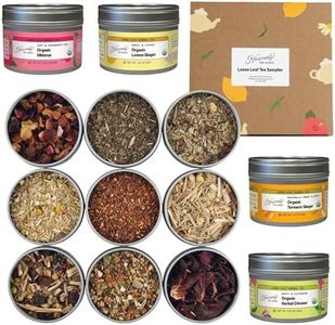 Heavenly Tea Leaves Organic Loose Leaf Herbal Tea Sampler (Approx. 90 Cups of Tea), 9 Naturally Caffeine-Free Tisanes - Great Hot or Iced, Variety Pack, Assorted Gift Set, Health & Immune Support