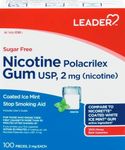 Leader Nicotine Gum 2 mg Stop Smoking Aid, Cool Mint, 100 Count, Sugar Free