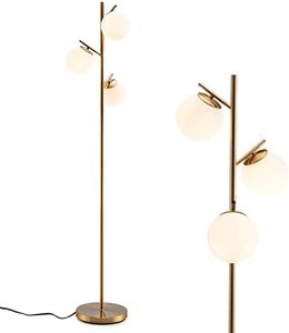 COSTWAY Lampada da Terra a 3 Globi, Lampada a Stelo Moderna con Comodo Interruttore a Pedale, 3 Basi per Lampadine e Robusto Palo in Metallo, Ideale per Salotto, Camera da Letto e Studio
