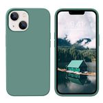 GUAGUA Case for iPhone 13 6.1 Inch Liquid Silicone Soft Gel Rubber Slim Thin Microfiber Lining Cushion Texture Cover Shockproof Protective Anti-Scratch Phone Case for iPhone 13 2021 Pine Green