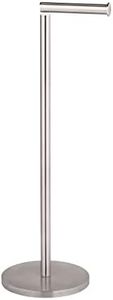 WENKO Stand Toilettenpapierhalter, freistehender Toilettenpapierhalter im minimalistischen Design mit Platz für bis zu 4 Ersatzrollen, platzsparend, aus mattiertem Edelstahl, 21 x 55 x 17 cm