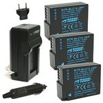 Wasabi Power Battery (3-Pack) & Charger for Panasonic Lumix DMW-BLC12, DMW-BLC12PP, DE-A79, DE-A79B & Lumix DMC-G85, DMC-G7, DMC-G6, DMC-G5, DMC-FZ300, DMC-FZ200, DMC-GH2, DMC-GX8 (Not Fully Decoded)