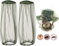 Fvviia Mosquito Head Green Net Face Mesh Cover,Net Mesh Face Protector Insect Bee Mosquito Resistance Sun Fish Hat,with Extra Fine Holes,Protector Head Face,Perfect for Outdoor Men or Women(2 Pack)