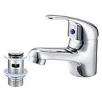 WasserRhythm Bathroom Sink Taps with Pop up Waste Mono Basin Taps Single Lever Chrome Hot and Cold Mixer Tap