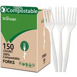 BIOCEAN 100% Compostable No Plastic Knives Plastic Forks Plastic Spoons Plastic Utensils, The Heavyweight Heavy Duty Flatware is Eco Friendly Products for Lounge Party Wedding BBQ Picnic Camping.