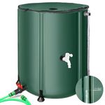 Rain Barrels to Collect Rainwater from Gutter - Portable Water Storage Tank Water Barrel Rainwater Collection System Rain Catcher Include Filter Two Spigots and Overflow Kit (53 Gallon, Green)