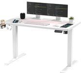 SANODESK QS+110 * 60 Electric Standing Desk ONE PIECE Height Adjustable Standing Desk With Memory Smart Panel Sit Stand Table Adjustable Desk Stand Up Desk for Home Office(White Frame+ White Desktop)