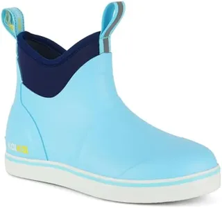 Kalkal Women's Deck Boots, Waterproof Ankle Rain Boots Fishing Boots with High Traction, Women's Rubber Boots For Gardening Fishing Boating Camping(LightBlue,Size7)