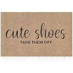 Door Mat Cute shoes take them off Doormats Indoor Outdoor Heavy Duty Rubber Door Mats Dirt Trapper Non Slip Washable Barrier Floor Mat Entrance Rug Shoes Scraper Super Absorbent Front Doormats Brown