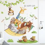 Pumkins Animal Hanging Basket Wall Decals Giraffe Lion Monkey Bear Rabbit Cat Dog Deer Wall Stickers Bedroom Living Room TV Wall Door Decor Murals (Animal Hanging Basket)