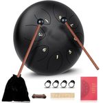 Truenix Steel Tongue Drum 8 Note, 6 inch Percussion Instrument Handpan Drum with Bag, Music Book & Mallets for Kids & Adults Meditation Musical Education Concert Mind Healing Yoga Rain Drum Black 1pcs