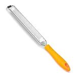 Multipurpose Grater Zester - Lemon, Cheese, Citrus, Lime, Ginger, Fruits, Chocolate, Parmesan, Soft Grip Handle, Stainless Steel Fine Blades with Protector, Hand-held Kitchen Tool (Yellow)