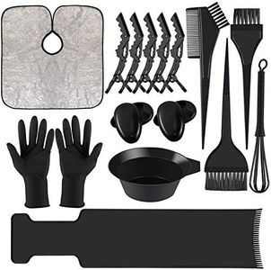 Dreamtop 18 Pezzi Kit Tinta Capelli, Professionale Pennello per Tinta Capelli Colore Kit Ciotola e Pennello per Tinta Capelli, Guanti, Pennelli per Mescolare, Mantella, per Salone e Uso Domestico