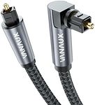 VANAUX 90 Degree Optical Cable, SPDIF Audio Optical Cord, 360 Degree Rotatable L Shaped Right Angle Digital Toslink Male to Male Cable for Sound Bar, TV, Game Consoles(1.5m/5ft)