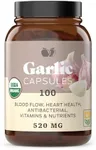 Complete Natural Products Organic Garlic Capsules - 520mg Capsules 100 Count Vegetarian Pills Supplement, Garlic Powder Capsules & Extract