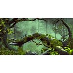 AWERT 48x20 inches Foggy Forest Terrarium Background Stone Green Tree Tropical Reptile Habitat Background Rainforest Aquarium Background Durable Polyester Background