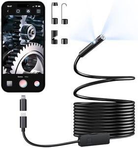 [Dual-Lens] Endoscope Camera with Light, 1920P HD Borescope with 8+1 Adjustable LED Lights, IP67 Waterproof 16.5FT Semi-Rigid Snake Cord Inspection Camera for iPhone, iPad and Android Phone (Type C)