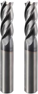 2 Pcs 3/8" Carbide Square End Mill, 4 -Flute TIALN Coated CNC Mill Bits for Steel, Alloy Steels, Hardened Steel, End Mills for Precision Milling Tasks, DIYers & Professionals