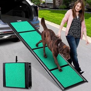 Rampe pour chien, 170 cm, pliable, avec surface de tapis antidérapante, pour SUV, camions et escaliers d'extérieur, portable et durable, pour grands chiens jusqu'à 100 kg