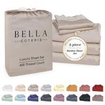 Bella Coterie Split King Bamboo Sheet Set | Organically Grown | Ultra Soft | Cooling for Hot Sleepers | 18" Deep Pocket | Viscose Made from Bamboo [Dune]