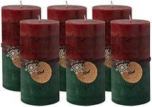 Royal Imports 3" x 6" Pillar Candles for Christmas Holiday Décor, Wedding & Home Decoration, Unscented, Dripless & Smokeless, Set of 6, Red Green Ombre Wax