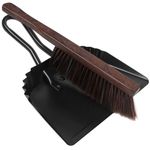 Dustpan and Brush Set-Handheld Angled Dust Pan and Hand Broom Set,Whisk Broom Wood Mini Broom Dust Pans Set Heavy Duty Metal Small Dustpan and Brush Set Home for Sofa/Pet/Car/Desk/Keyboard/Household