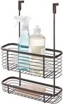 iDesign Axis Over the Cabinet 2-Tier Kitchen Storage Basket Organizer for Aluminum Foil, Sandwich Bags, Cleaning Supplies, Garbage Bags, Bath Supplies, 5.1" x 11.1" x 16.3", Bronze