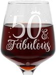 Always Looking Good 50th Birthday Gifts for Women 50 & Fabulous Engraved Large Wine Glass Present for 50 Year Old Etched 400ml Ladies Wine Glass Laser Engraved Elegant Stemmed 50th Wine Glass