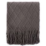 BATTILO HOME Dark Grey Throw Blanket for Couch, Solid Boho Throw Blanket for Home Decor, Bed Throws for Foot of Bed, 50"x60"