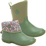 MUCK Women's Rubber Garden Boots Snow, Green W/Floral Print Lining, 4 UK