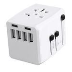 Universal Travel Adapter,SHUOMAO All in One Worldwide Travel Plug Adapter with 4 USB & 2 USB C Ports,International Travel Plug Adapter AC Outlet for European,EU,UK,USA,Australia,Thailand,French