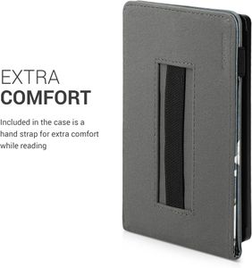 kwmobile Kobo Aura Edition 2 Case – Stand Cover with Strap, Magnolias Taupe/White/Dark Grey