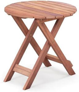 COSTWAY Folding Side Table, Solid Acacia Wood Small Garden Coffee Table, Weather-Resistant Indoor Outdoor Foldable End Bistro Snack Table for Patio, Balcony, Yard and Poolside, 46x46x45cm (Round)