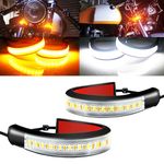 5in Motorcycle Daytime Running Light Flexible Switchback White&Amber DRL Sequential Blinkers Ring Fork Turn Signal Light 5" Adjustable LED Strip Light Bars Universal for Harley Honda Yamaha 12V 2PCS