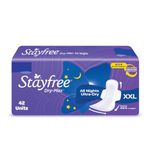 Stayfree Sanitary Pads, 42 count - Dry Max All Night XL Dry Cover with Wings, Extra Heavy Absorbency for Night or Heavy Flow