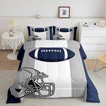 Feelyou Kids Football Comforter Set Twin Size Rugby Sports Bedding Set for Boys Teens Decor Soccer Ball Game Comforter American Football Grey Blue Duvet Set Bedroom Quilt Set 2Pcs