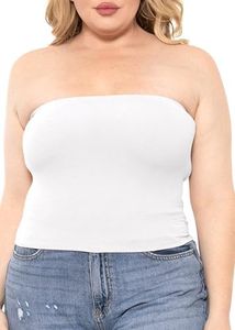 STRETCH IS COMFORT Women's Crop Tube Top White 5X