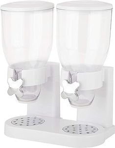 TooToo Double Cereal Dispenser Container Tank Large Dry Food Snack Kitchen Canister (White)