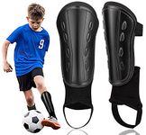 Football Shin Pads for Boys Kids - MMZ Non-Slip Shin Guards with Ankle Protection Footballs Training Equipment for Boys Grils Age 5-12 Youth Adults Soccer Protective Equipment Black (Medium)