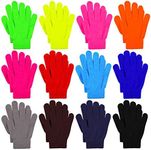 Cooraby 12 Pairs Kid's Winter Magic Gloves Children Stretchy Warm Magic Gloves Boys or Girls Knit Gloves (Mixed Colors D)