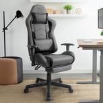 Lethal Black Ergonomic Gaming Chair - with Premium Breathable Alcantara Fabric, Multi Adjustable Armrests, Neck & Lumbar Support (Titan Series, Grey)