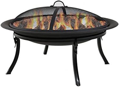 Sunnydaze 29-Inch Portable Fire Pit Bowl with Spark Screen, Fireplace Poker, Folding Stand, and Carrying Case Cover