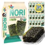 Organic Kimnori Seasoned Roasted Seaweed Snacks - 4g X 24 Pack Net 3.36 oz (96g) Kim Nori - 24 Individual Packs (Sea Salt)