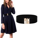 Kaket Waist Belts for Women Elastic, Womens Wide Stretch Belts Dress Belts for Women, Elastic Waistband Belts for Dresses, Vintage Cinch Belts for Women (Black)