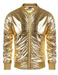 COOFANDY Mens Metallic Coat 70s Disco Christmas Party Varsity Jacket Zip-up Baseball Bomber Jacket